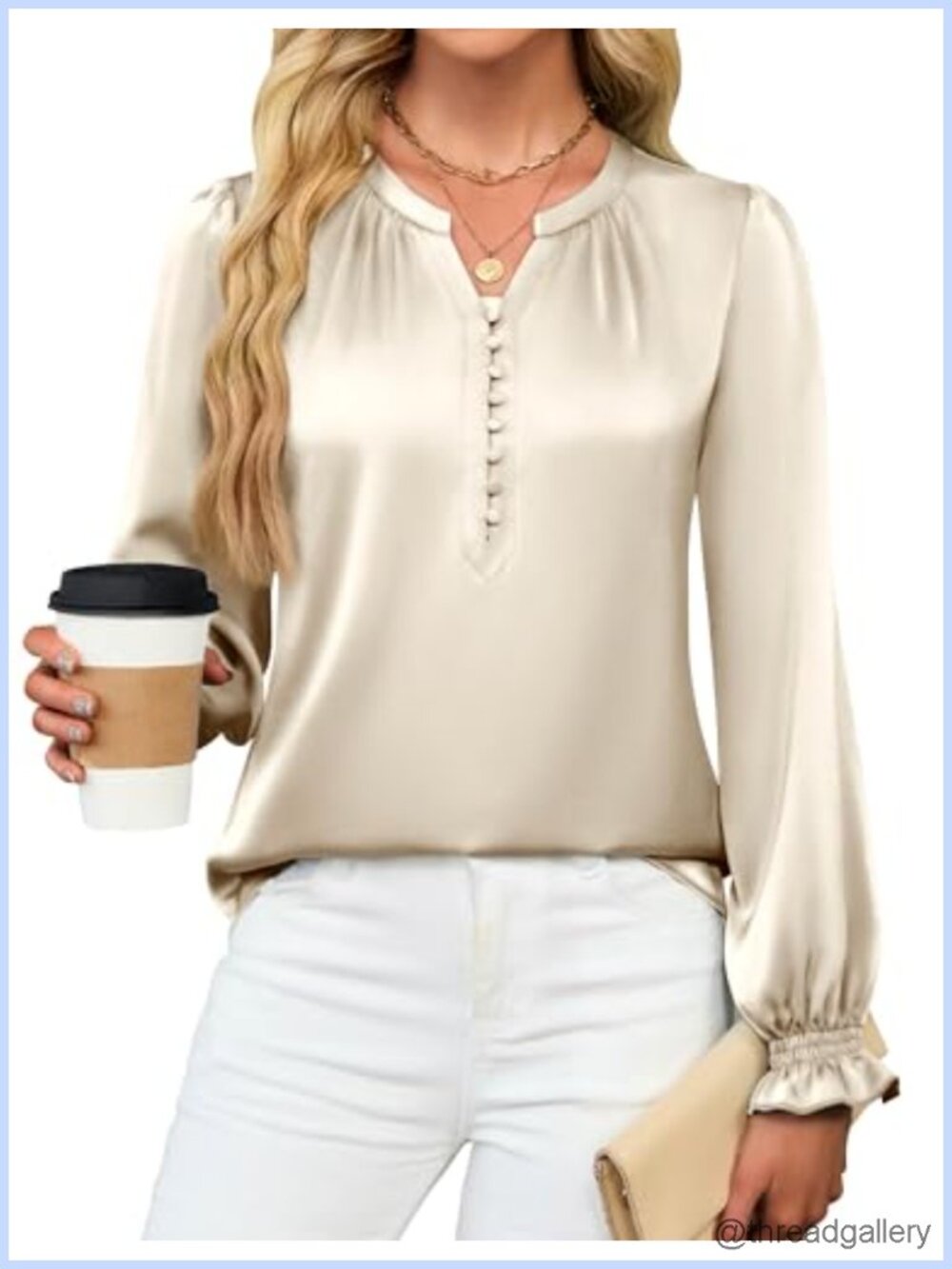 Silk Dressy Casual Blouse Button Down Long Sleeve Satin Work Top